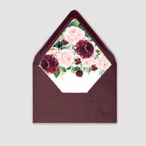 Burgundy and Blush Envelope Liners Add On Burgundy and Blush Olivia Collection Suite TPC9010