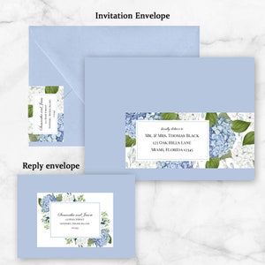 Blue Bridal Shower Luncheon Wedding Invitations Suite Engagement Party Dusty Blue Hydrangea Elizabeth Collection TPC9001 image 4
