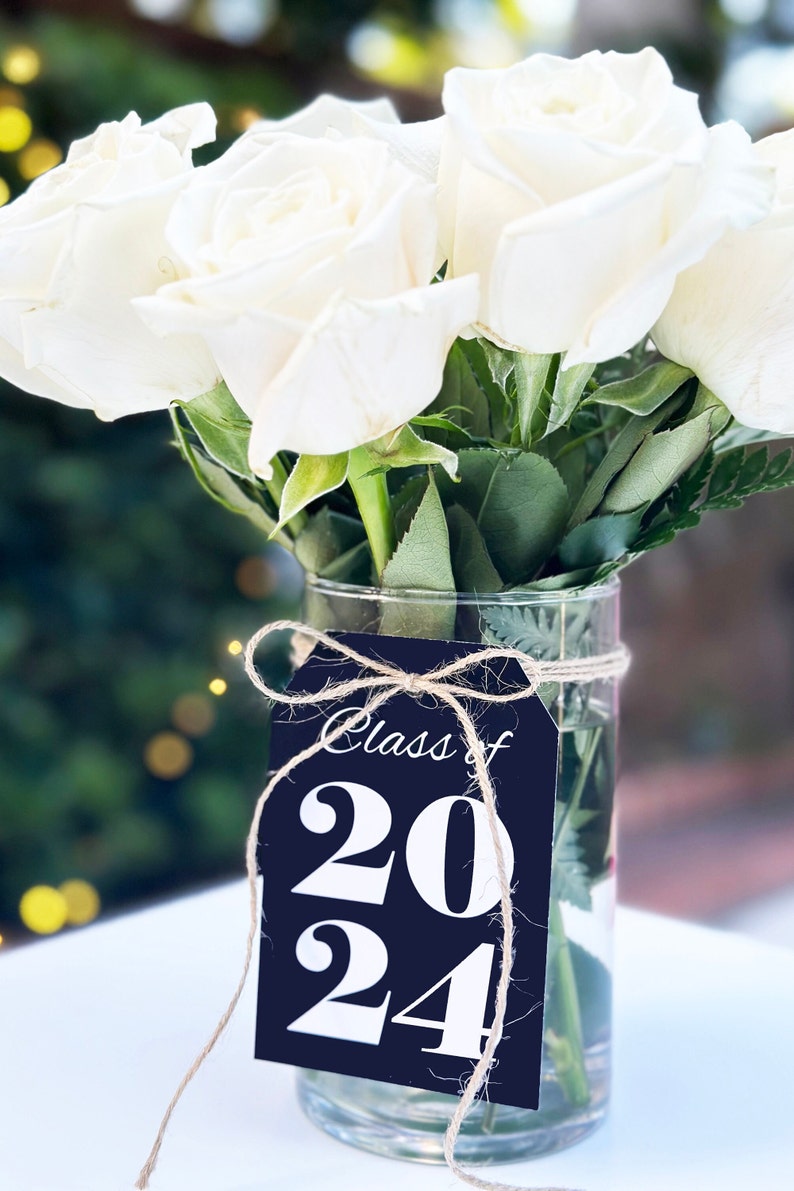 Graduation Class of 2024 XL Tag for Centerpieces Favors Printed Tags ANY School Colors Dinner Graduation Party Favors Tags Printed image 2