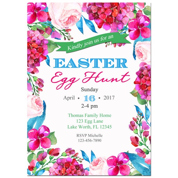 Easter Egg Hunt Floral Invitation Printable or Published with graphic relating to Easter Egg Hunt Invitations Free Printable titled Easter Egg Hunt Floral Invitation Printable or Released with