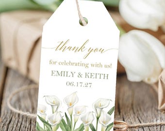 Personalized Calla Lilly Wedding Bridal Shower Thank You Tags