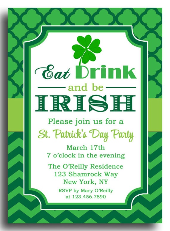 st patricks day dinner invitation
