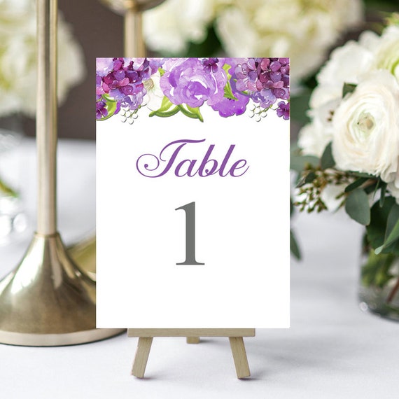 Wedding Table Number Cards 5x7" Printed - Majestic Purple Collection Il_570xn