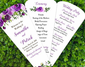 Wedding Program Petal Fans Assembled Greenery - Purple Jessica Collection TPC9023