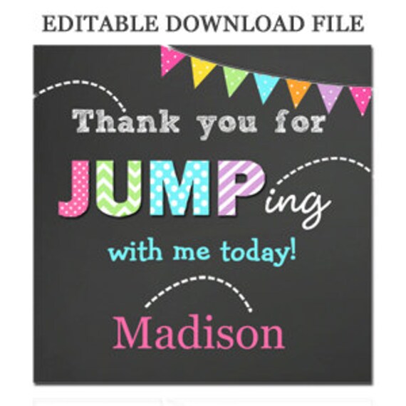 EDITABLE JUMP Favor Tags Instant Download Printable - JUMP Flags ...