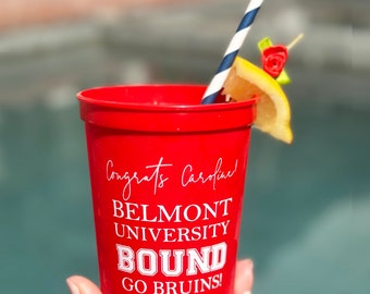 Personalized Graduation Cups 16oz University Bound Graduation Party - any color cup and any color ink and wording available