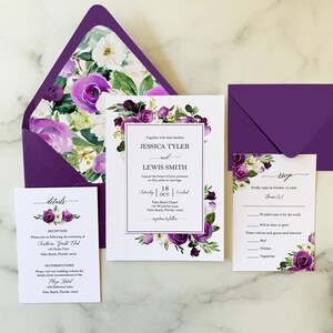 Wedding Table Number Cards 5x7 Printed Elegant Floral in Purple Jessica Collection TPC9023 image 5