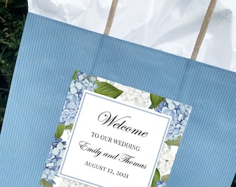 Blue Hydrangea Wedding Welcome Bags and Note Wedding Bridal Shower Bridesmaids Proposal Dusty Blue Hydrangea Elizabeth Collection TPC9001