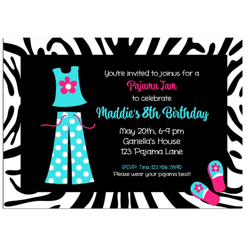 Pajama Party Sleepover Slumber Party Printable Invitation or Printed with FREE SHIPPING Pajama Jam Collection