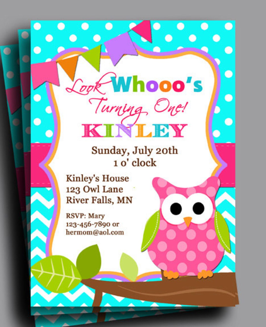 Girl Owl Invitation Printable or Printed With FREE SHIPPING - Birthday ...