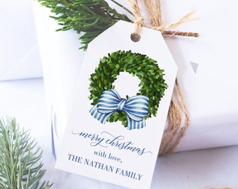 Farmhouse Wreath Personalized Christmas Gift Tags - WH Hostess Social  Stationery