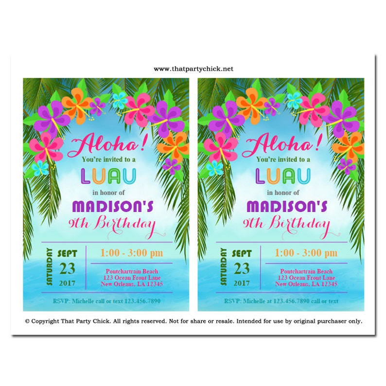 EDITABLE Luau Invitation Instant Download Printable Luau Etsy