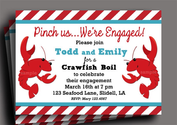Crawfish Boil Invitation Printable or Printed With FREE SHIPPING Engagement, Anniversary, Birthday Someone Pinch Me TPC9037 - Etsy