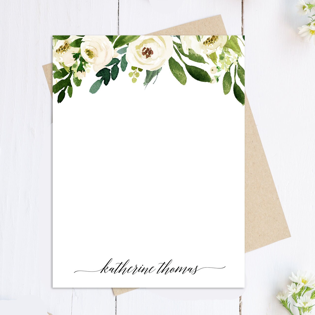 Set of 12 Flat Note Cards /& Envelopes Cute Custom Stationary Set Forget-Me-Not-Flowers Sweet Floral Personalized Stationery