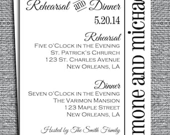 Rehearsal Dinner Invitation Printed Customized to Your Event - Modern Chic