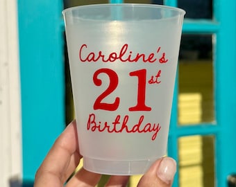 Personalized Birthday Printed Frosted Cups 16oz Custom Birthday Party Shatterproof Cups 21st