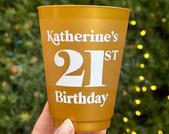 Personalized Birthday Printed Gold Cups 16oz Custom Birthday Party Shatterproof Cups