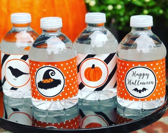 Halloween Water Labels Printed Halloween Party Birthday Happy Halloween Party Classroom Waterproof Sticker Wrappers