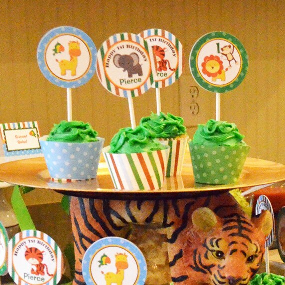 Animal Cupcake Toppers Printable Small Party Circles Safari