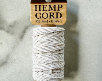 White Hemp Cord – 1mm – 98 Feet Spool