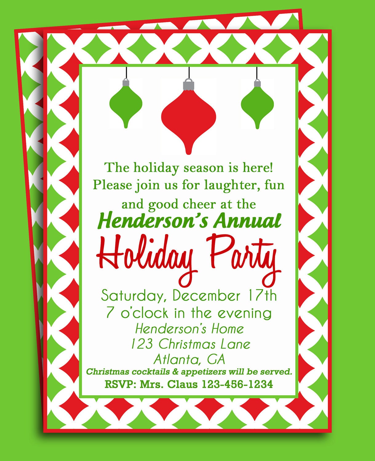 Christmas Party Invitation Printable or Printed with FREE | Etsy