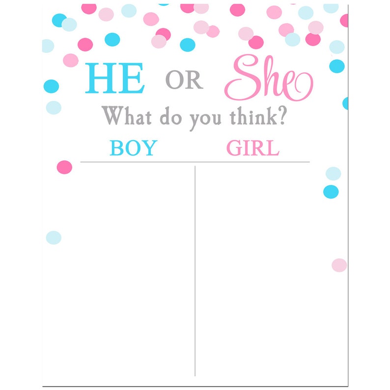 Gender Reveal Voting Tally Sheet Printable Instant Download Etsy