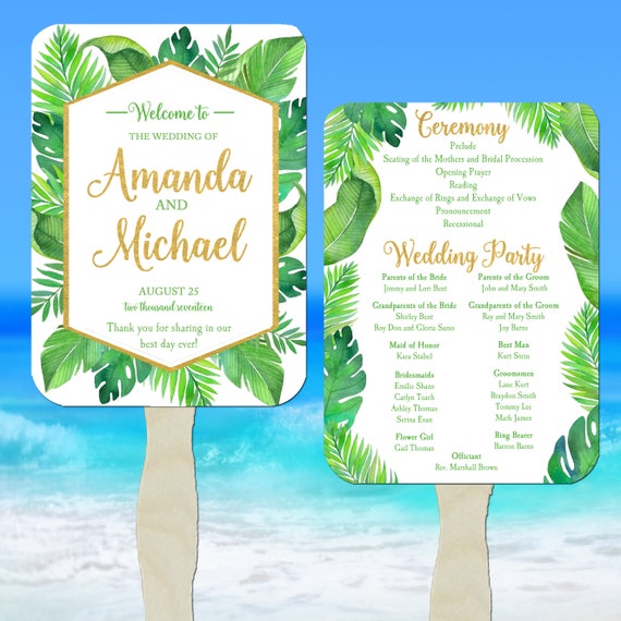 Wedding Program Fans Assembled Beach Wedding Program Fans Free
