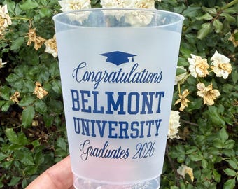 Personalized Graduation Frosted Cups 12oz 16oz Class of 2026 Graduation Party Any Color Ink or Foil