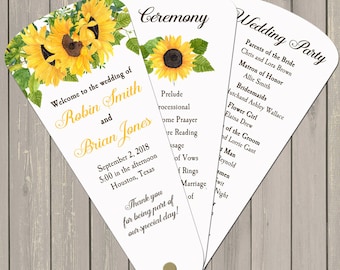 Sunflower Wedding Program Petal Fans Assembled - Sunflower Robin Collection TPC9005