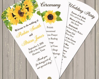 Sunflower Wedding Program Petal Fans Assembled - Sunflower Robin Collection TPC9005