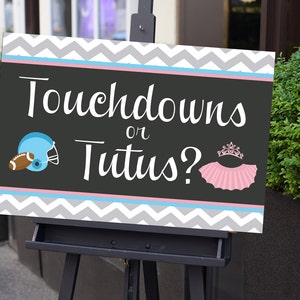 Gender Reveal Sign 20x30&quot; Poster Printable - Instant Download - Touchdowns or Tutus Collection