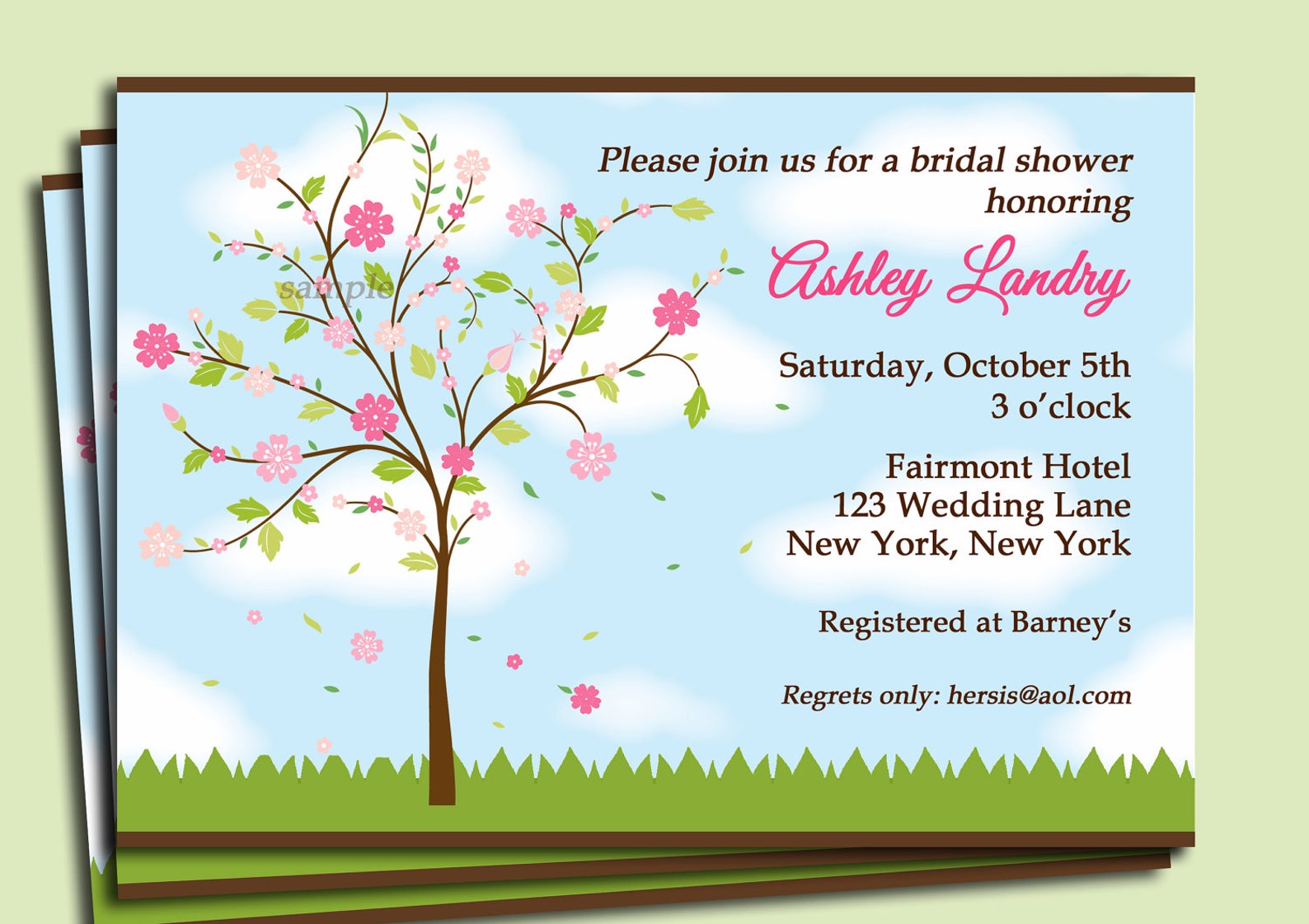 Flower Tree Invitation Printable or Printed with FREE SHIPPING | Etsy