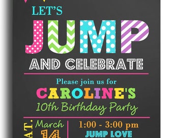 Jump Invitation Printable or Printed with FREE SHIPPING - Jump, Bounce, Trampoline Birthday - JUMP Flags Collection