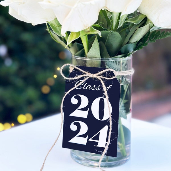 Graduation Class of 2024 XL Tag for Centerpieces Favors Printed Tags ANY School Colors Dinner Graduation Party Favors Tags Printed