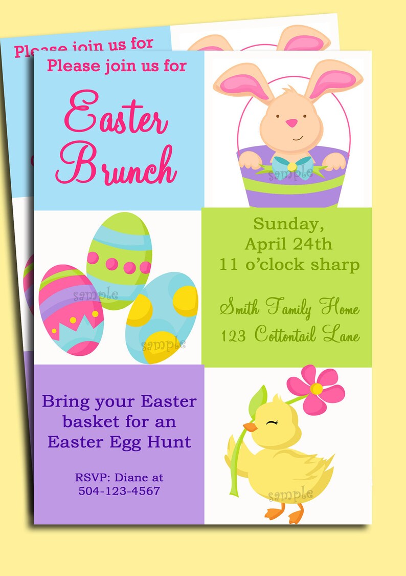 Easter Invitation Printable Or Printed With Free Shipping Brunch Egg Hunt Birthday Party And More