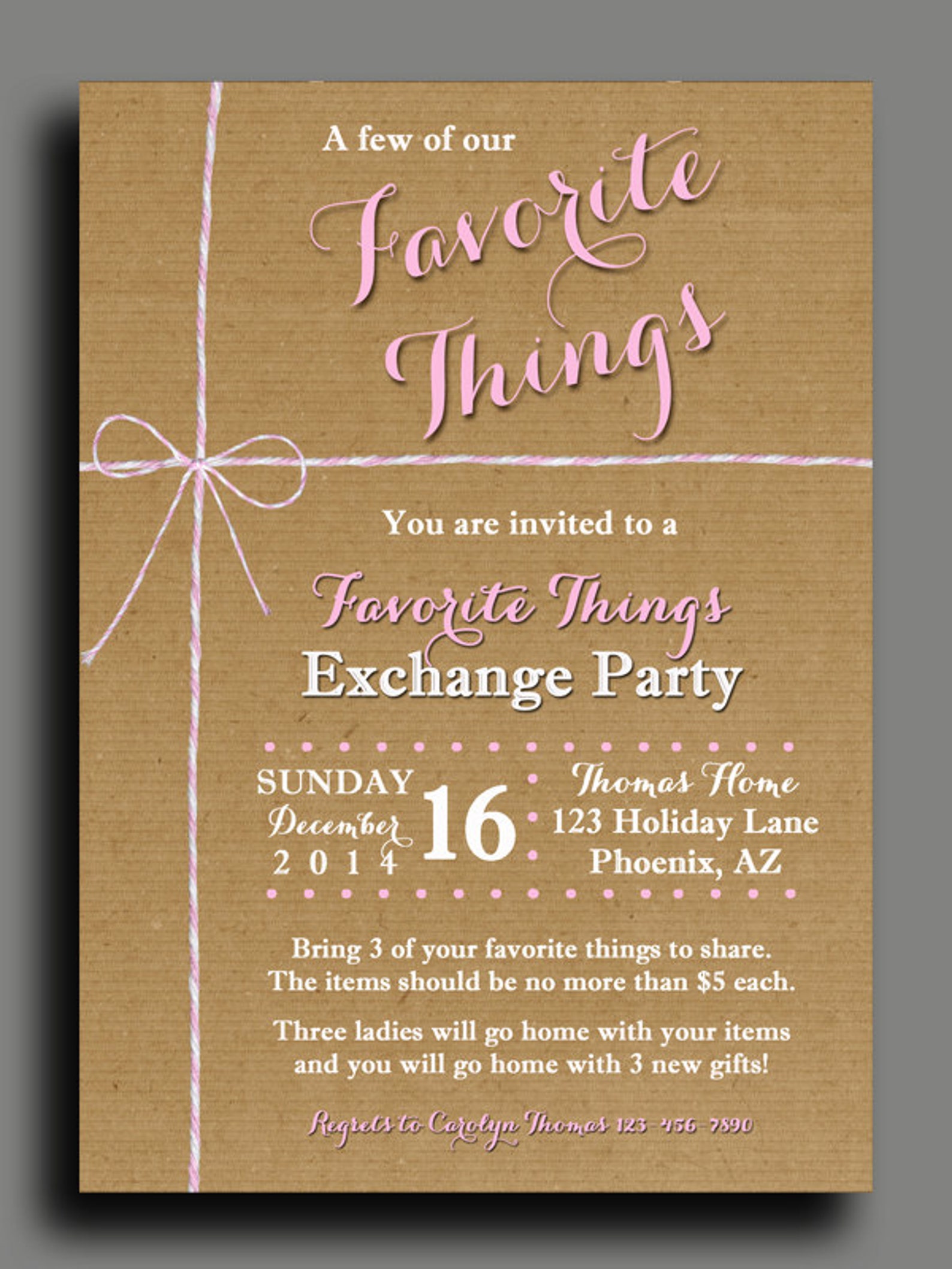 Favorite Things Party Invitation Template Free