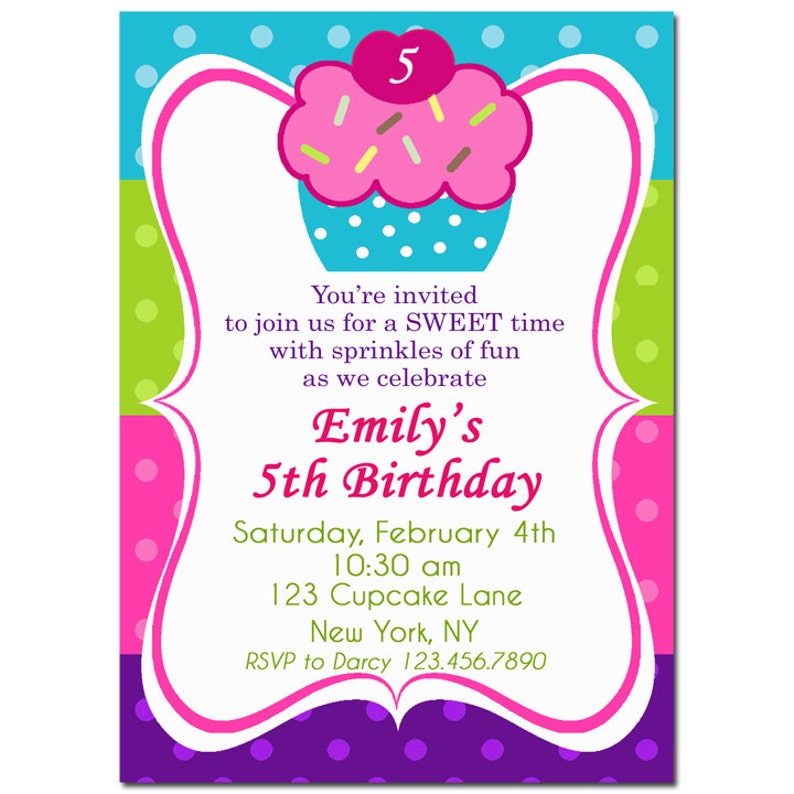 Cupcake Birthday Invitation Printable Or Printed With FREE Etsy