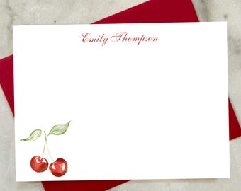 Cherry Note Cards Personalized Stationery with Envelopes Gift Cards Script Note Cards Thank You Cards A Note From - TPCN1005