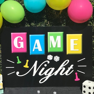 Game Night Sign Backdrop 20x30" Poster Printable - Instant Download - Girl's Game Collection