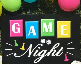 Game Night Sign Backdrop 20x30" Poster Printable - Instant Download - Girl's Game Collection