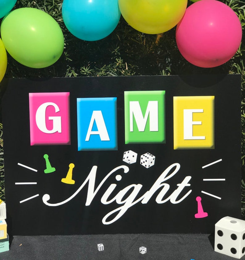 Game Night Sign Backdrop 20x30 Poster Printable Instant Download Girl's Game Collection image 1