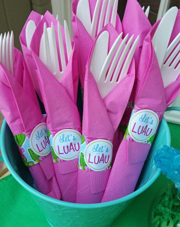 50 OFF SALE Luau Napkin Rings Printable Instant Download Watercolor Luau Collection