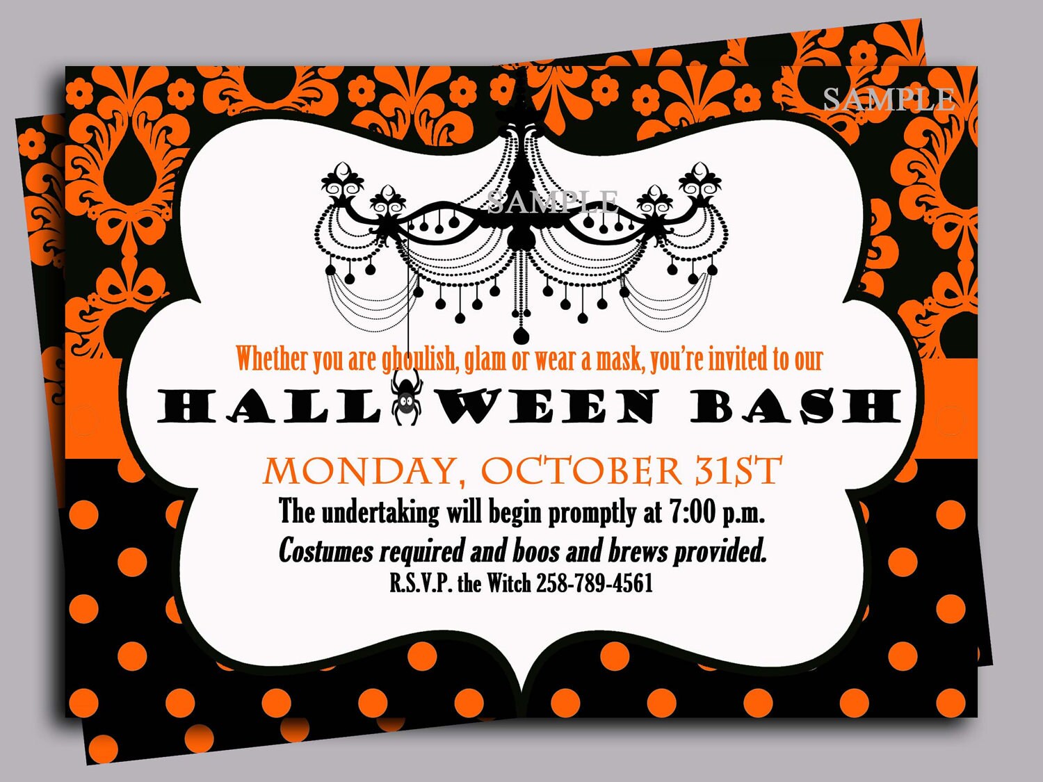 Halloween Invitation Printable or Printed With FREE SHIPPING | Etsy