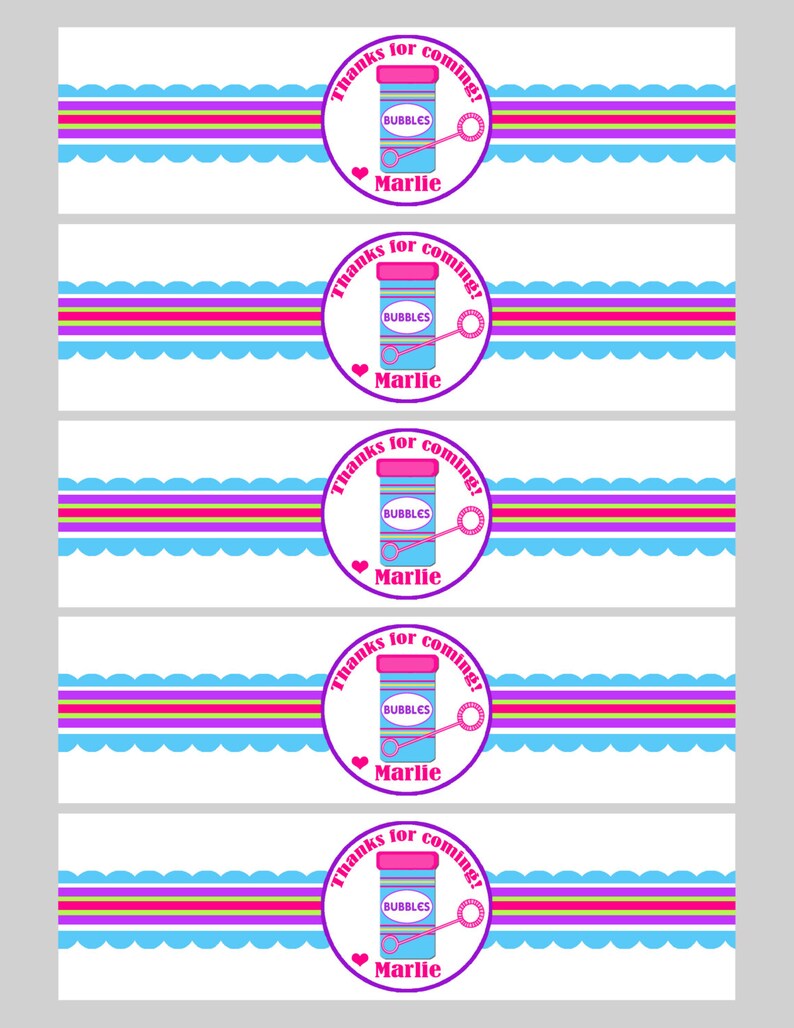 Personalized Bubble Labels Printable Bubble Party Favors | Etsy