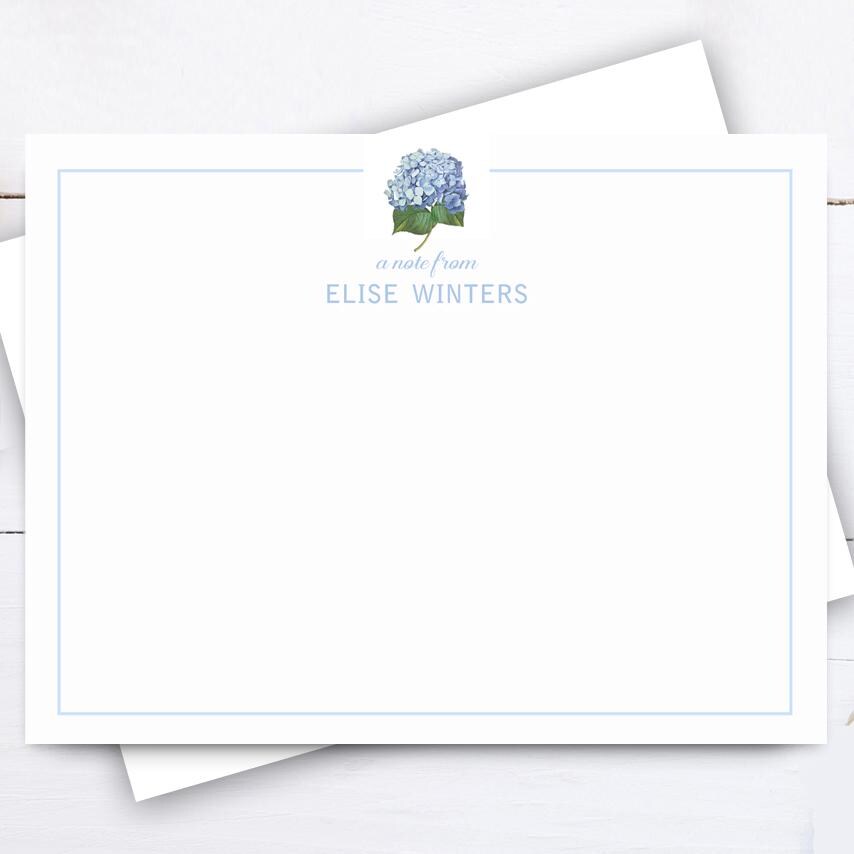 Blue Hydrangea Note Cards Personalized Stationery With Envelopes Gift ...