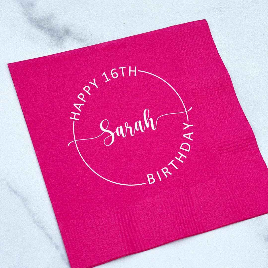 Personalized Birthday Napkins, Custom Cocktail Napkins, Printed 3 Ply