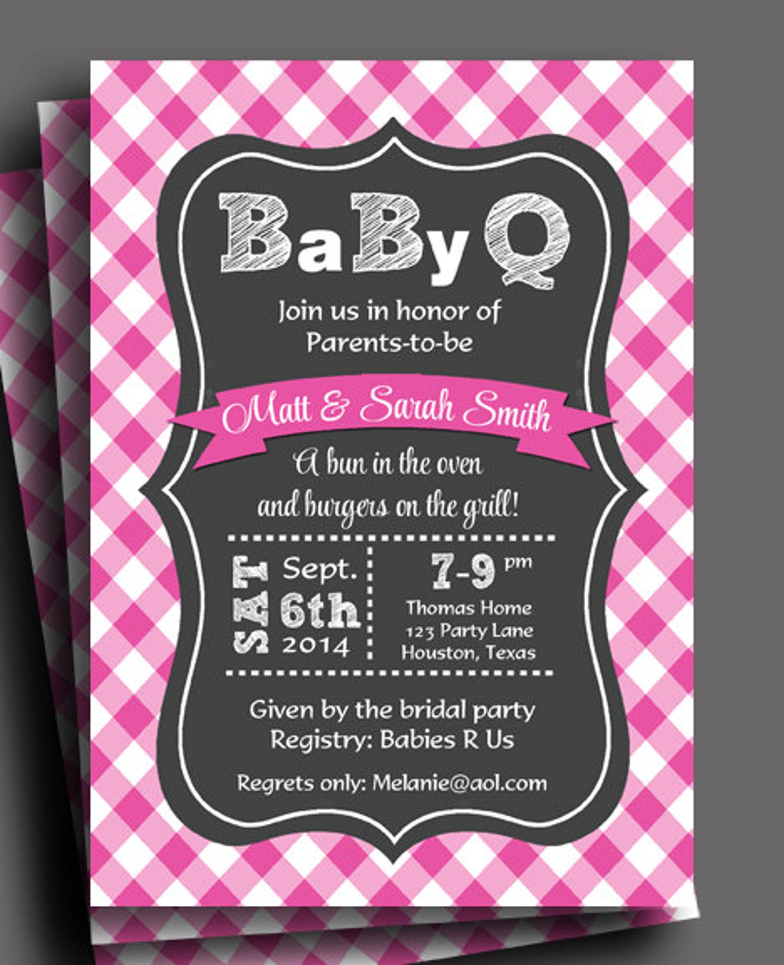 Baby Q Invitation Printable or Printed With FREE SHIPPING Etsy