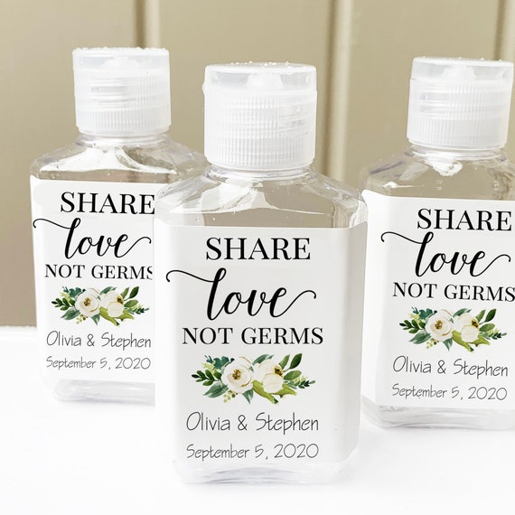 Favor the Bottles (Empty) Labels Wedding Favor Bottles Personalized Covid Wedding Share Love Not Germs Isabella Collection Il_570xn