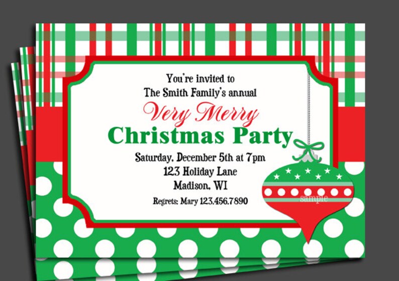 Christmas Party Invitation Printable Christmas Birthday | Etsy