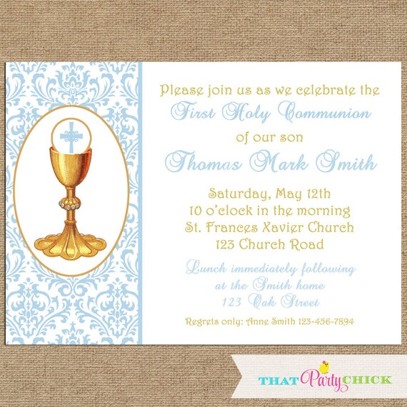 First Communion Invitation Printable or Printed with FREE Etsy